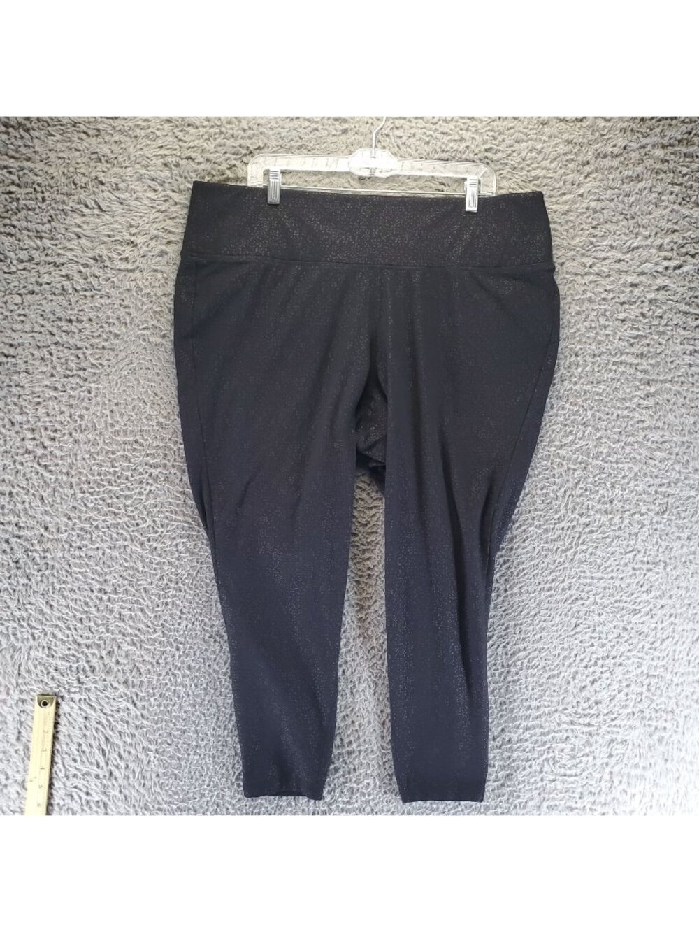 Livi Pants Womens 22/24 Black Stretch Wide Waistband Dot Design Active Leggings